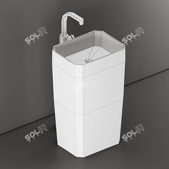 Sleek Ceramic Washbasin Set 3D model image 2