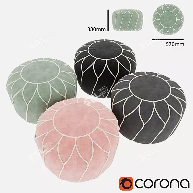 Cosmic Comfort Pouf 3D model image 1