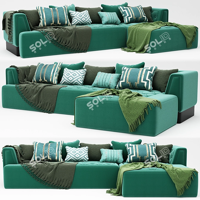 Sleek Modern Corner Sofa 3D model image 2