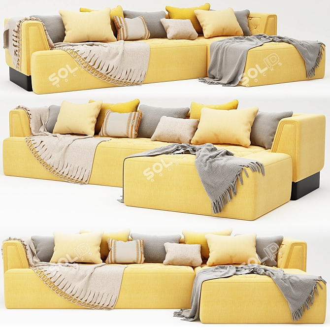 Sleek Modern Corner Sofa 3D model image 3