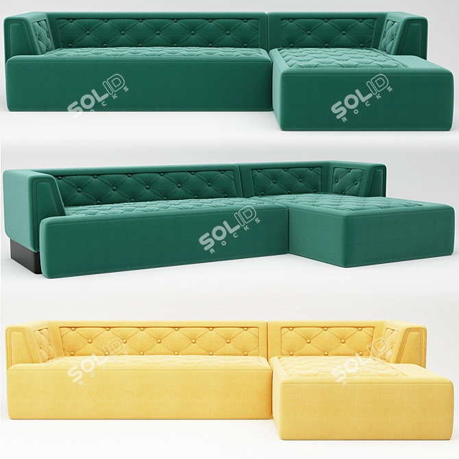 Sleek Modern Corner Sofa 3D model image 4