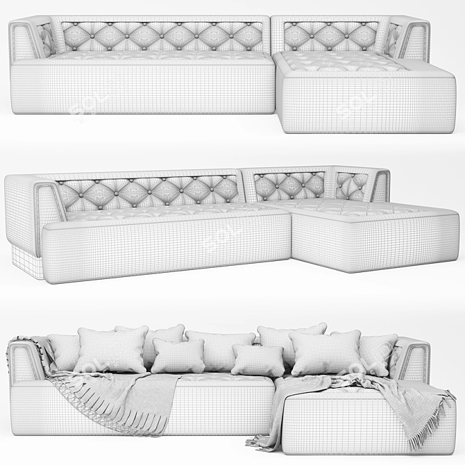 Sleek Modern Corner Sofa 3D model image 5