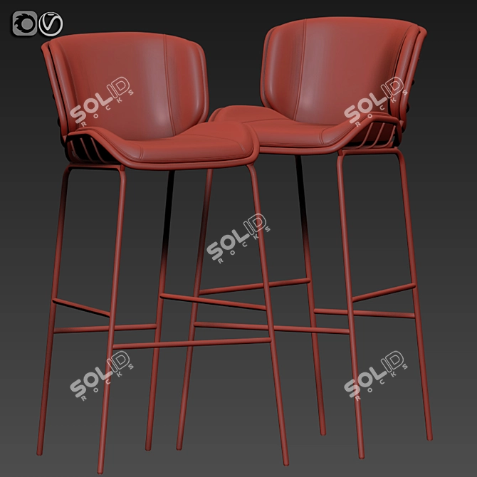 Modern Upholstered Bar Chair with Table 3D model image 3