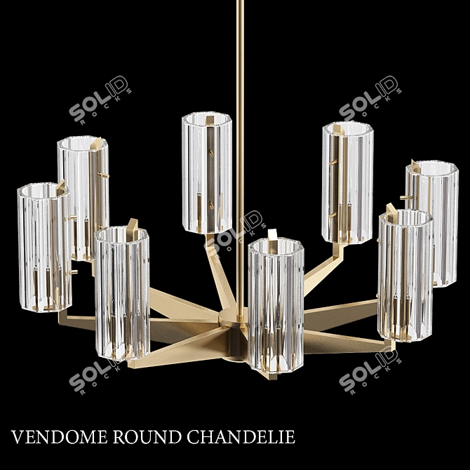 Elegant Vendome Round Chandelier 3D model image 1