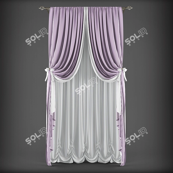 Elegant Blackout Curtains 3D model image 1