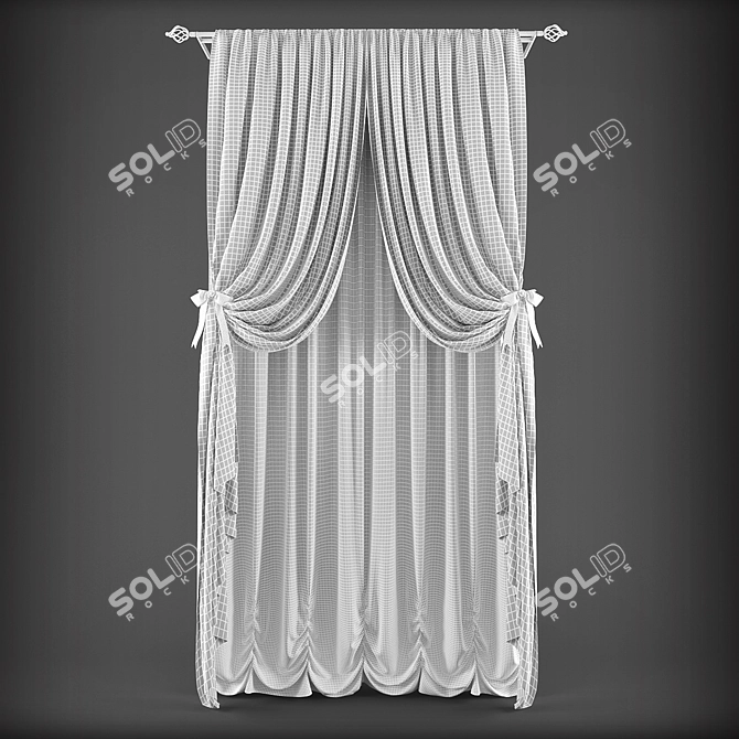 Elegant Blackout Curtains 3D model image 2