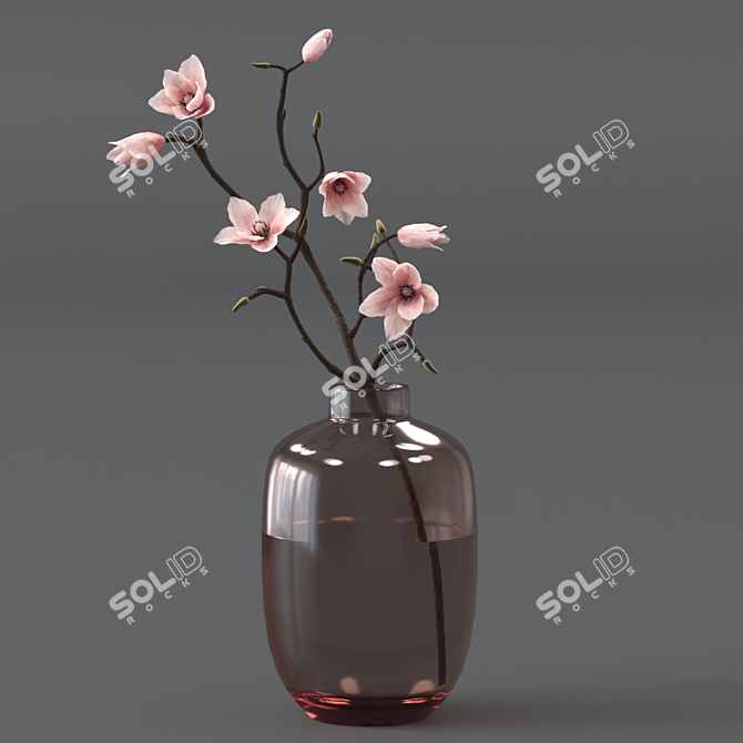 Blooming Magnolia 3D Model 3D model image 1