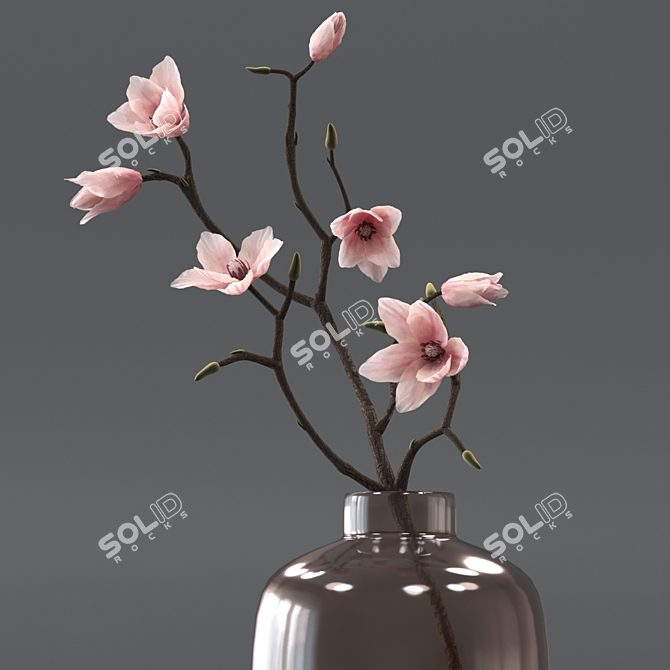 Blooming Magnolia 3D Model 3D model image 2