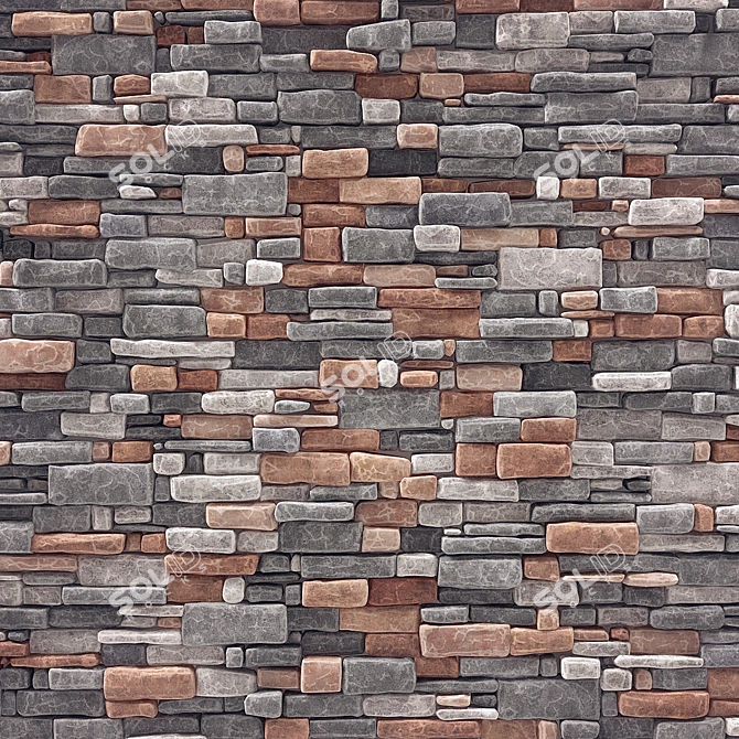 Decorative Brick Wall Tile 3D model image 2