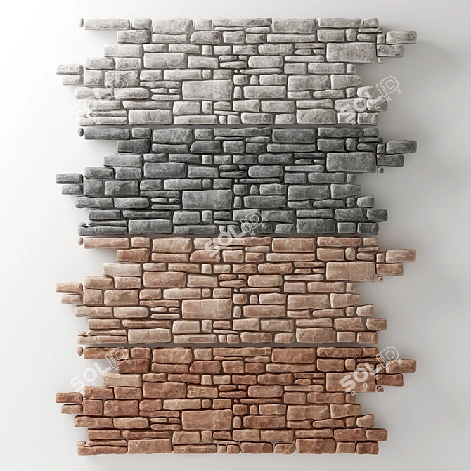 Decorative Brick Wall Tile 3D model image 3