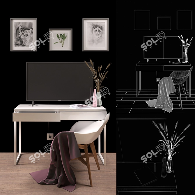 Besto-Burs Console Table with Fanbyun Easy Chair 3D model image 5