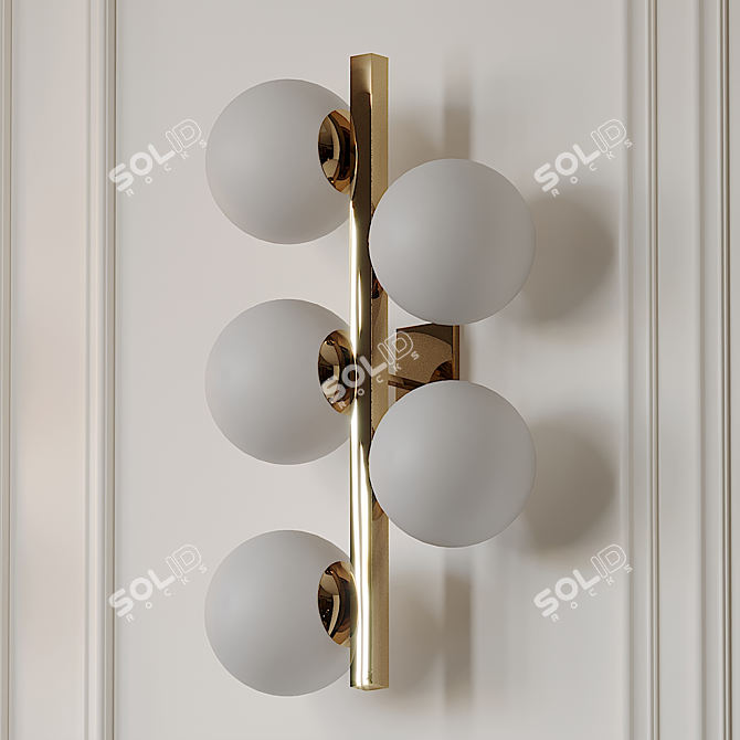 Contemporary Brass Sconces with Opaline Glass Ball 3D model image 1