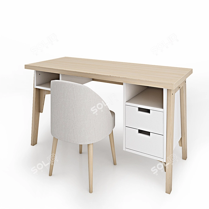 Modern Desk with Drawers 3D model image 10