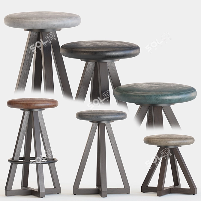 Sleek X Stools with Los Angeles Charm 3D model image 1