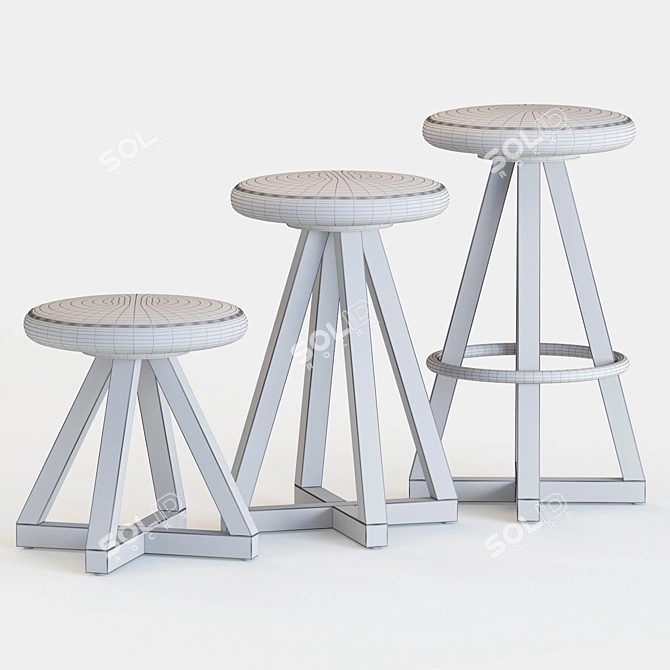Sleek X Stools with Los Angeles Charm 3D model image 4