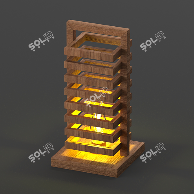 Elegant Wooden Night Lamp 3D model image 1