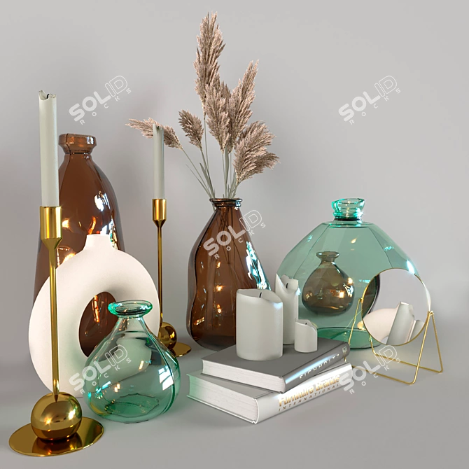 Elegant Home Decor Set - Zara Home & H&M 3D model image 1