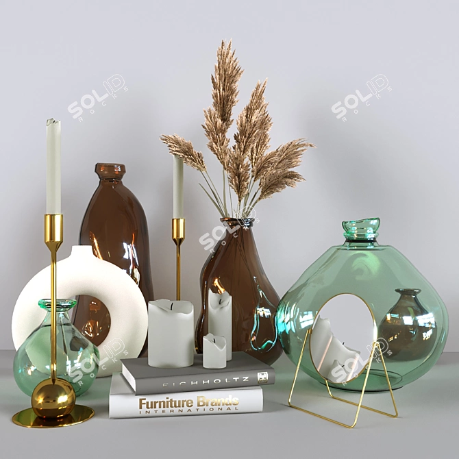 Elegant Home Decor Set - Zara Home & H&M 3D model image 2
