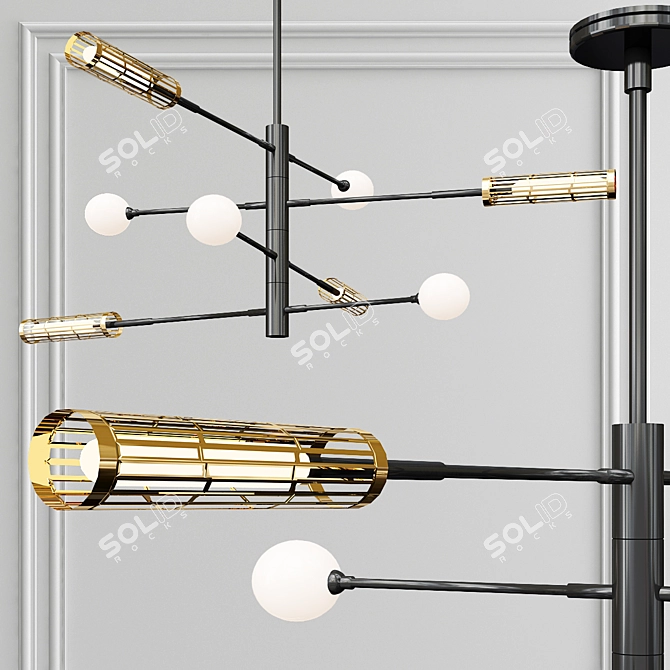 Elegant Swivel Chandelier 3D model image 1