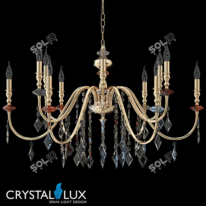 Luxury Crystal Mercedes Chandelier 3D model image 1