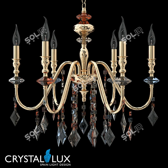 Crystal Lux MERCEDES SP6 GOLD/COLOR: Art Deco Pendant, Height 500mm 3D model image 1