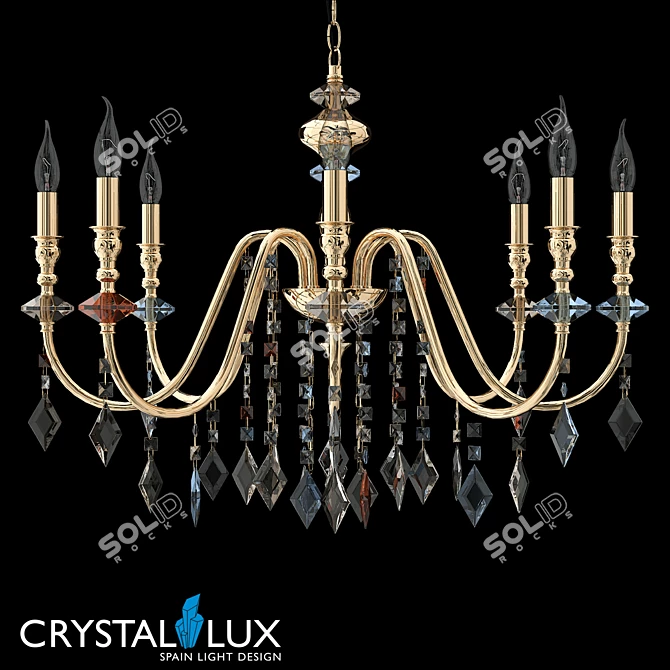 Title: Crystal Lux Mercedes SP8 Gold Pendant 3D model image 1