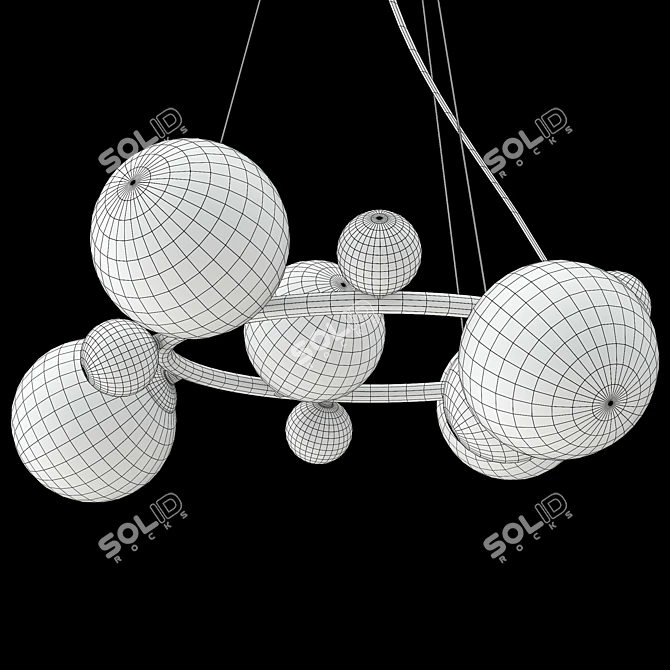 Modern Spanish Black Chrome Pendant 3D model image 2