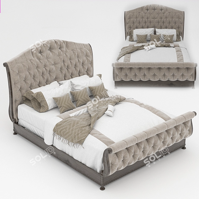 Rhapsody Queen Tufted Bed 3D model image 1