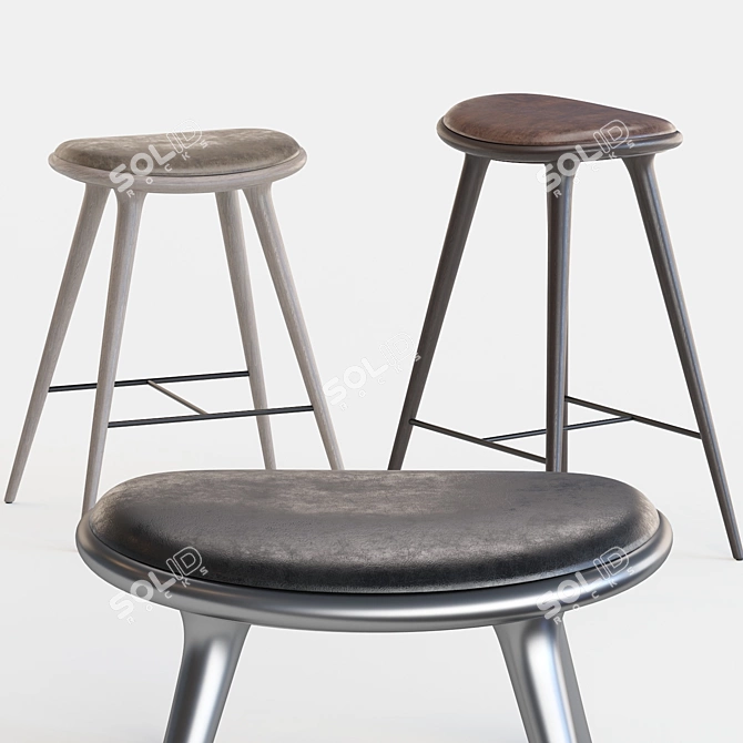 Mater Stools: Elegant Mid-Century Design 3D model image 3