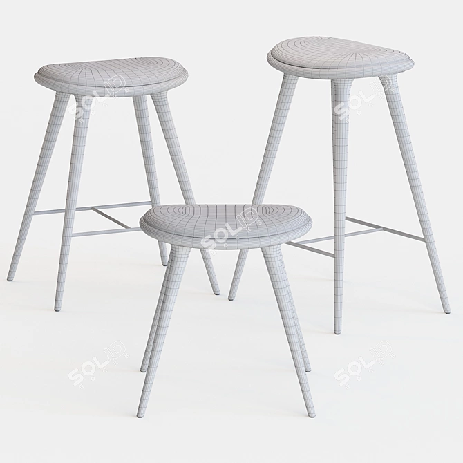 Mater Stools: Elegant Mid-Century Design 3D model image 4