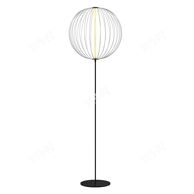 Elegant Steel Spokes Floor Lamp 3D model image 1