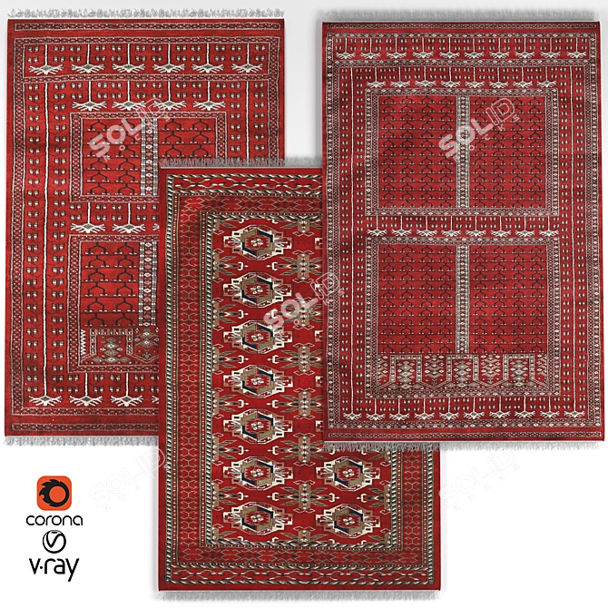 Authentic Turkmen Rug 3D model image 1