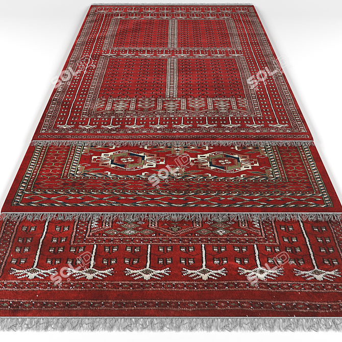 Authentic Turkmen Rug 3D model image 3