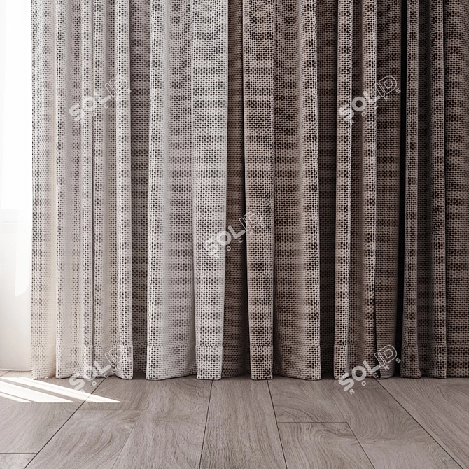 Elegant Curtain Set: 4 Color Options 3D model image 2