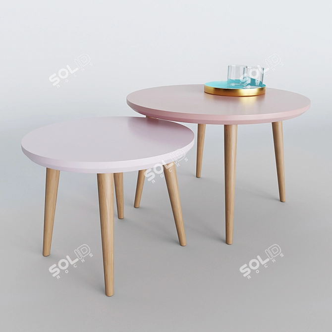 Colorful Set of 2 Coffee Tables, Various Sizes 3D model image 1