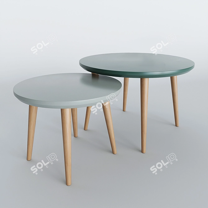 Colorful Set of 2 Coffee Tables, Various Sizes 3D model image 4