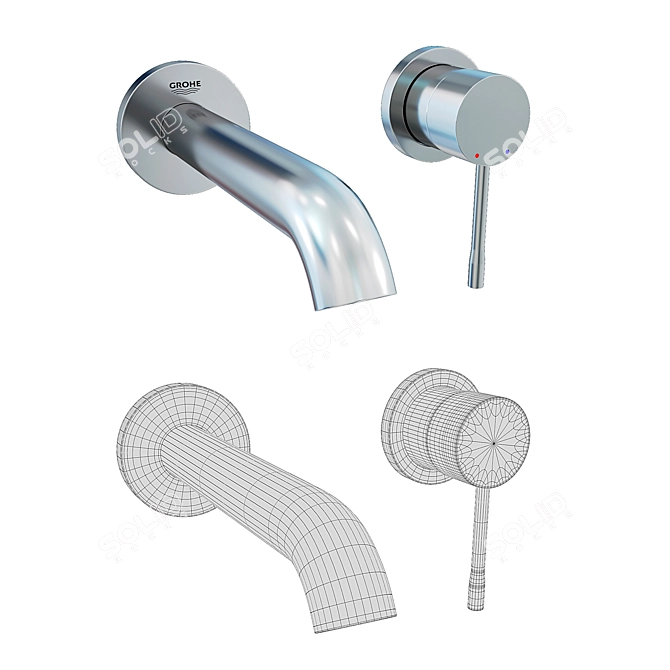 Sleek Grohe Essence Basin Taps 3D model image 3