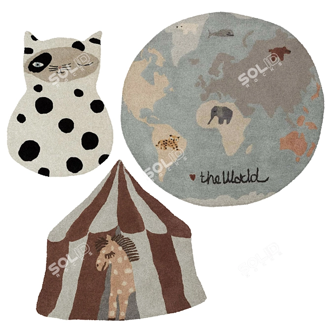 Whimsical OYOY Kids Rugs 3D model image 1