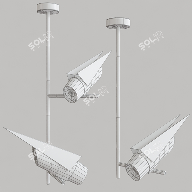 Sleek Track LED Light with Rotatable Cylinder Shape 3D model image 2