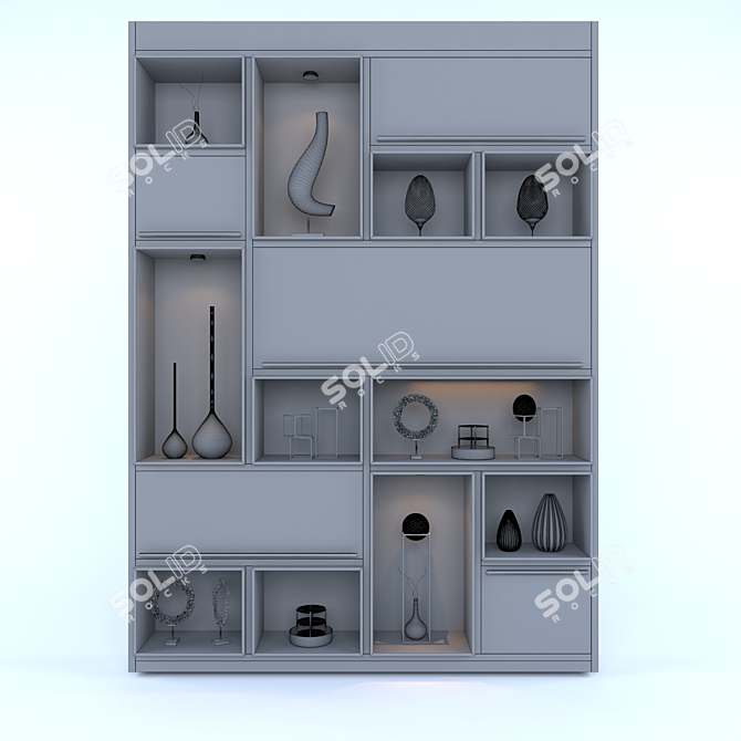 Modern Display Cabinet Set 01 - V-Ray Render 3D model image 2