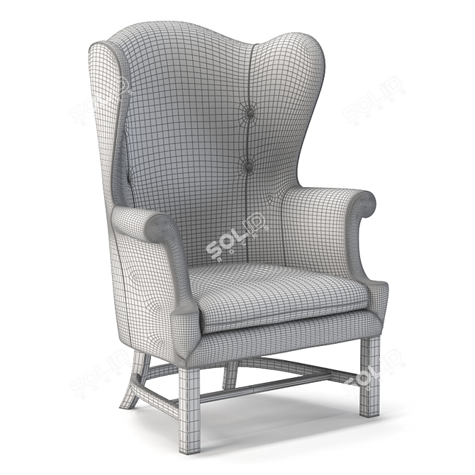 18th Century English Wing Chair: Timeless Elegance 3D model image 2