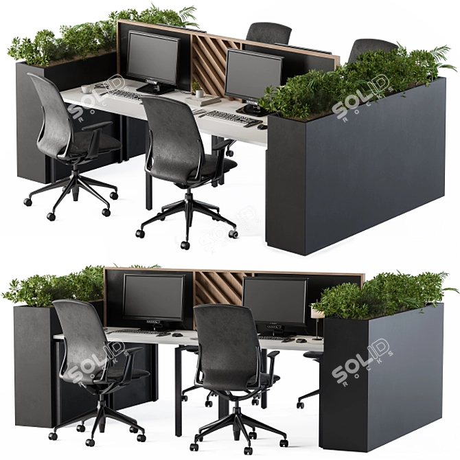 Elegant Black Desk Planter 3D model image 1