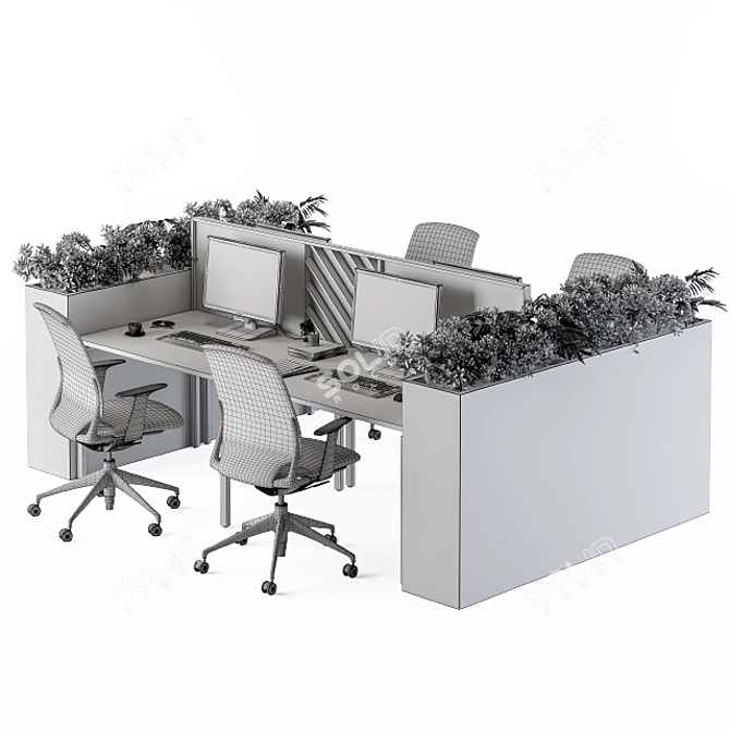 Elegant Black Desk Planter 3D model image 3