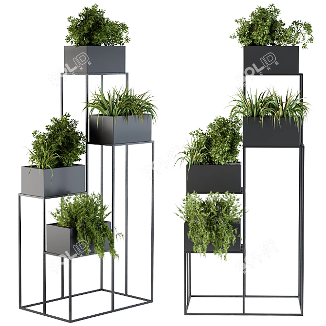 Modern Black Box Plant Stand 3D model image 2