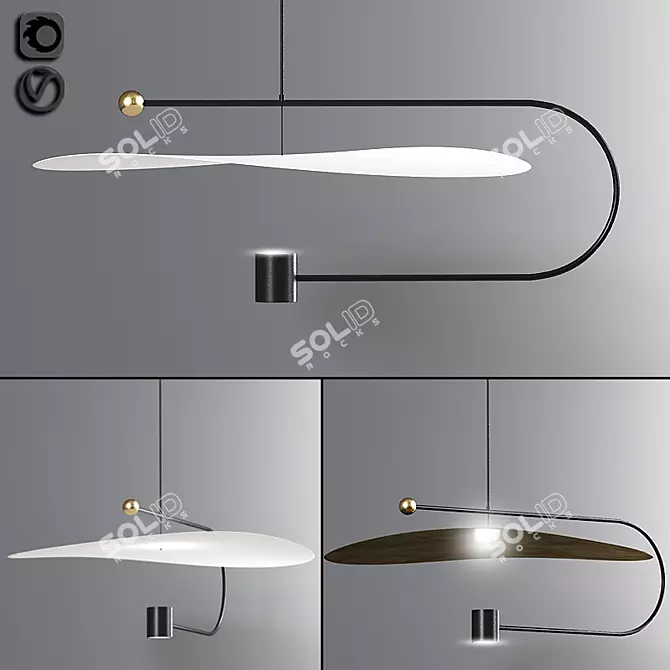  Modern Float Wide Pendant Light 3D model image 1