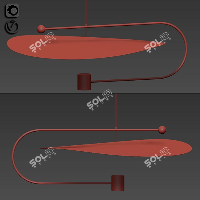  Modern Float Wide Pendant Light 3D model image 2