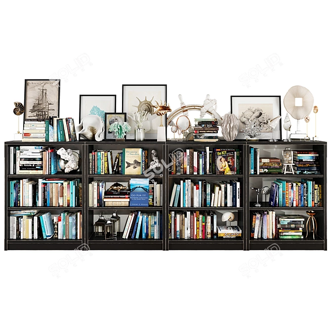 Sleek Shadow Bookshelf Set 3D model image 1