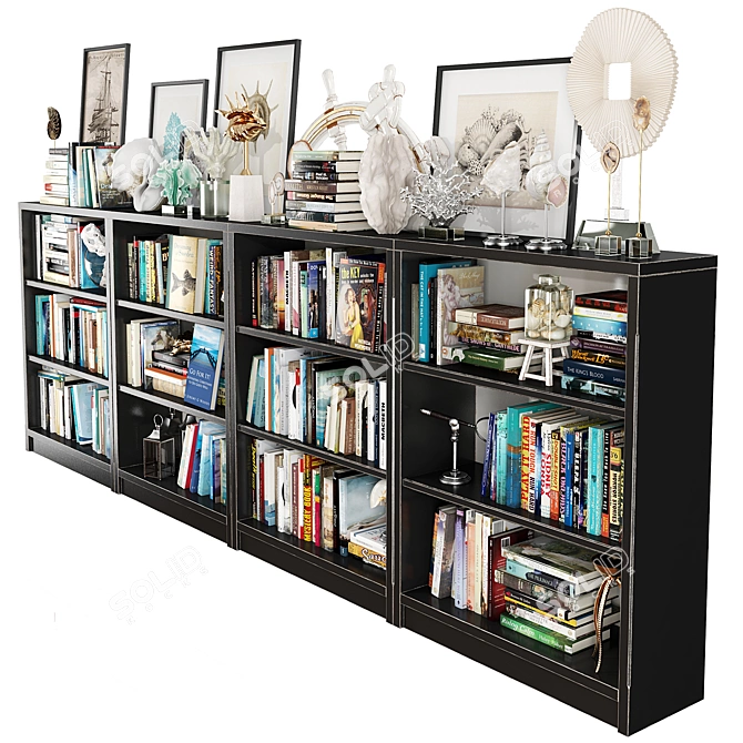 Sleek Shadow Bookshelf Set 3D model image 2