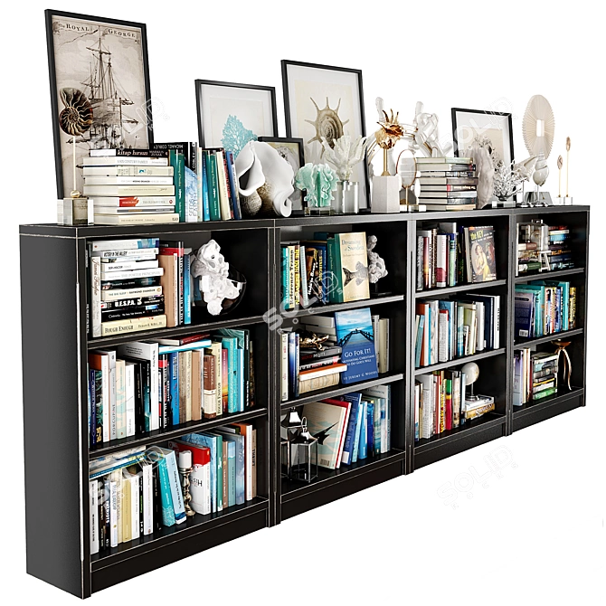 Sleek Shadow Bookshelf Set 3D model image 3