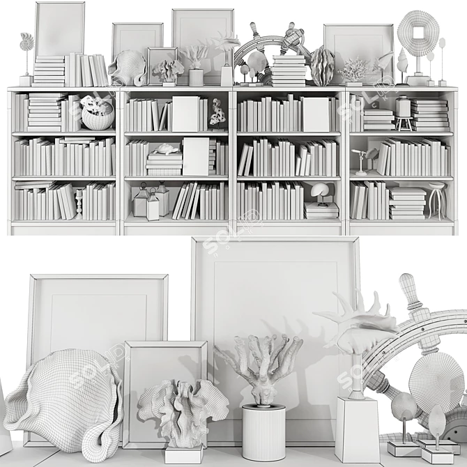 Sleek Shadow Bookshelf Set 3D model image 5